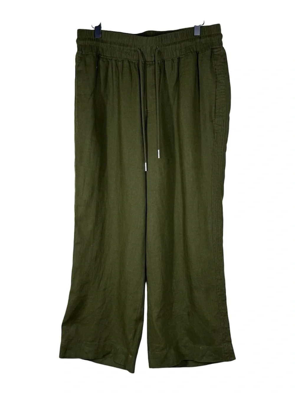 Quince 100% European Linen Wide Leg Pants Olive Green Travel Vacation Large